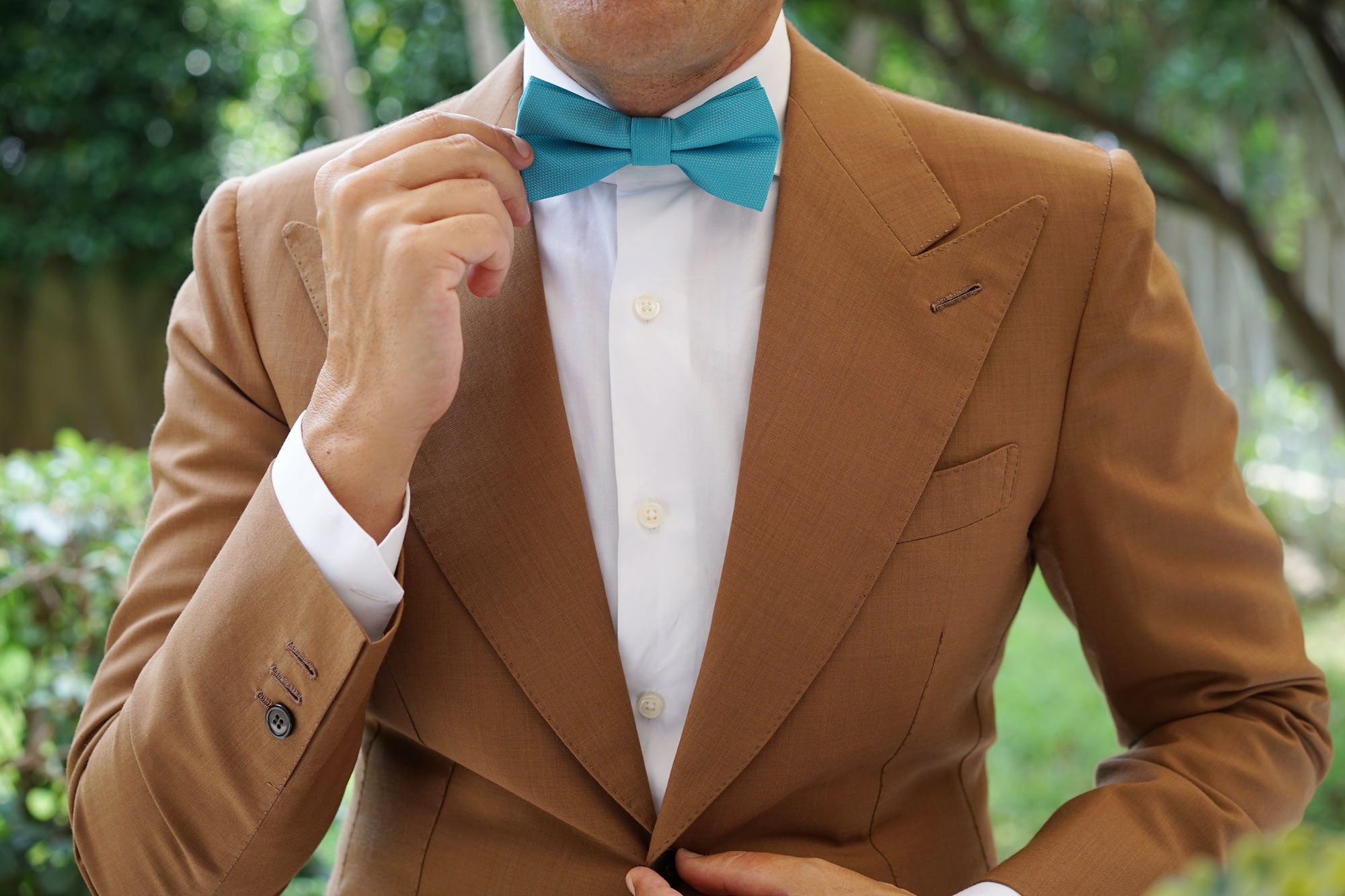 Aqua Blue Malibu Weave Bow Tie Turquoise Men's Bowtie OTAA