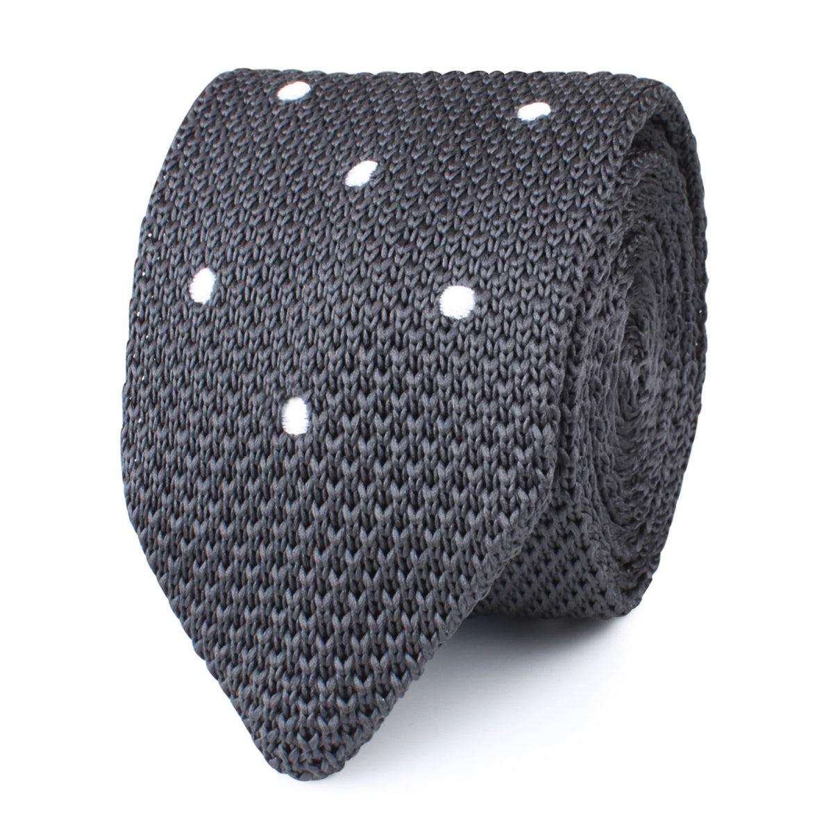Argento Grey Knitted Tie | Mens Point Knit Ties Men Pointed | OTAA