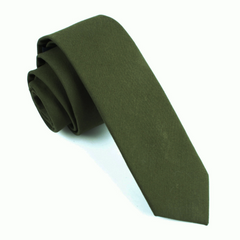 Army Green Cotton Skinny Tie