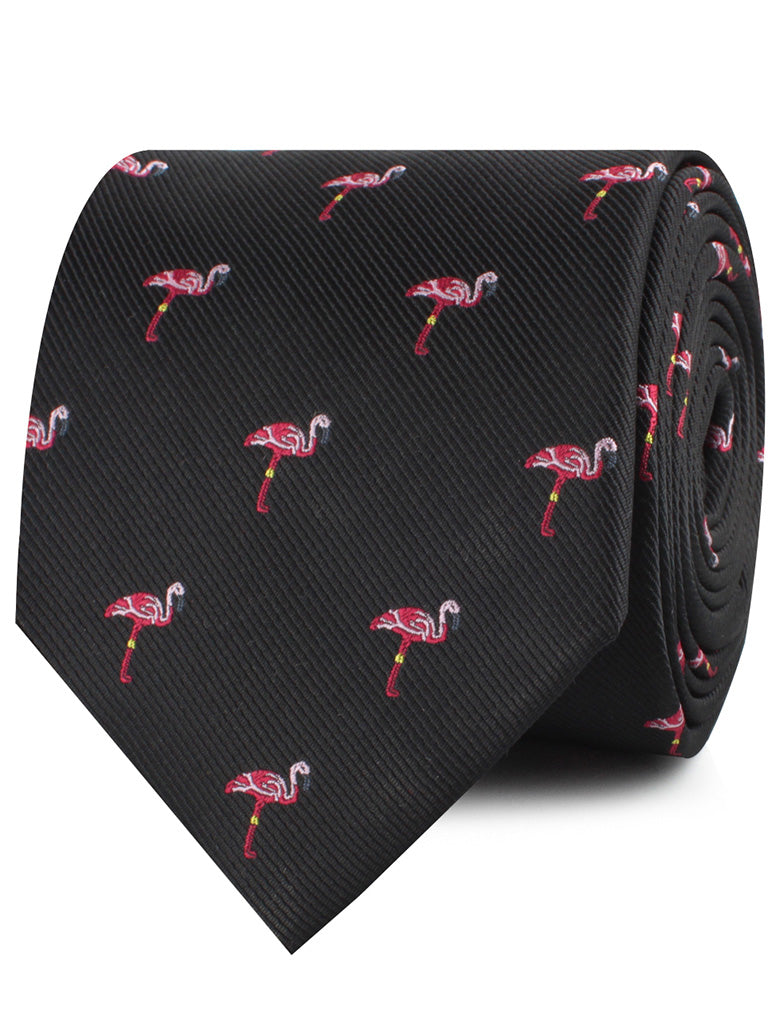 Aruba Island Black Flamingo Neckties