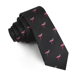 Aruba Island Black Flamingo Skinny Tie