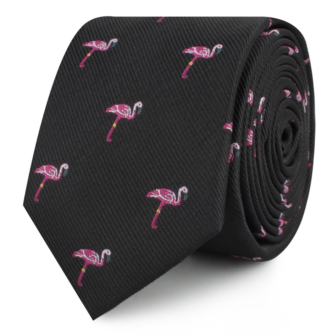 Aruba Island Black Flamingo Skinny Ties