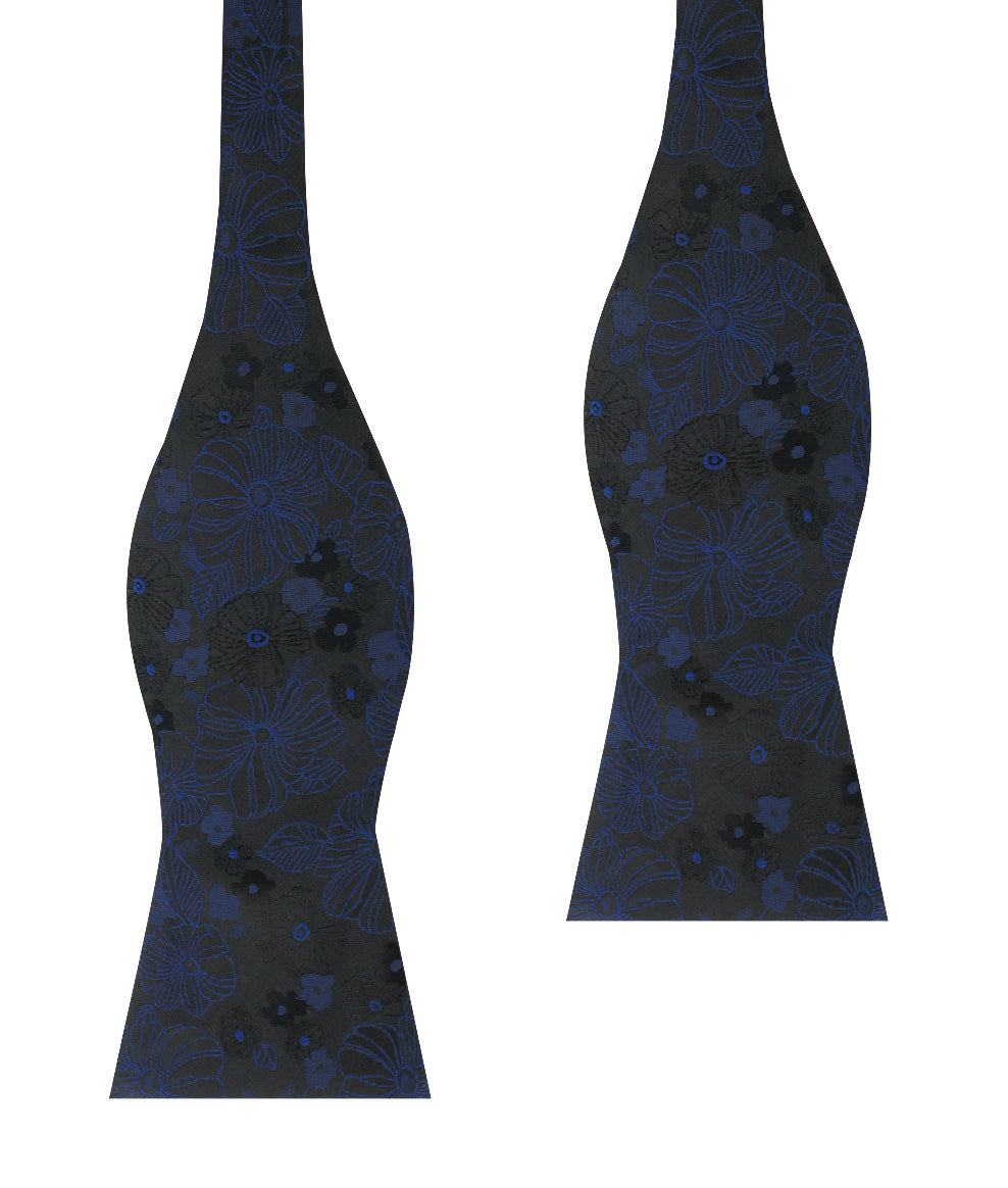Asagao Midnight Blue-Black Floral Self Bow Tie