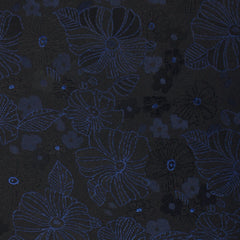 Asagao Midnight Blue-Black Floral Bow Tie Fabric
