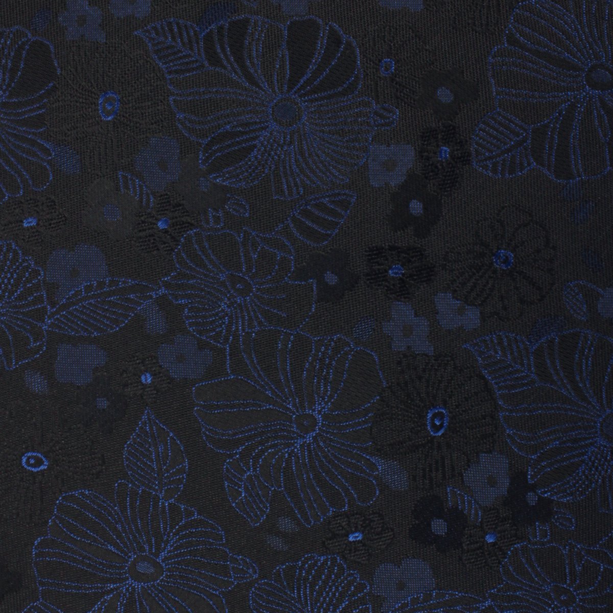 Asagao Midnight Blue-Black Floral Necktie Fabric
