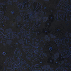 Asagao Midnight Blue-Black Floral Skinny Tie Fabric