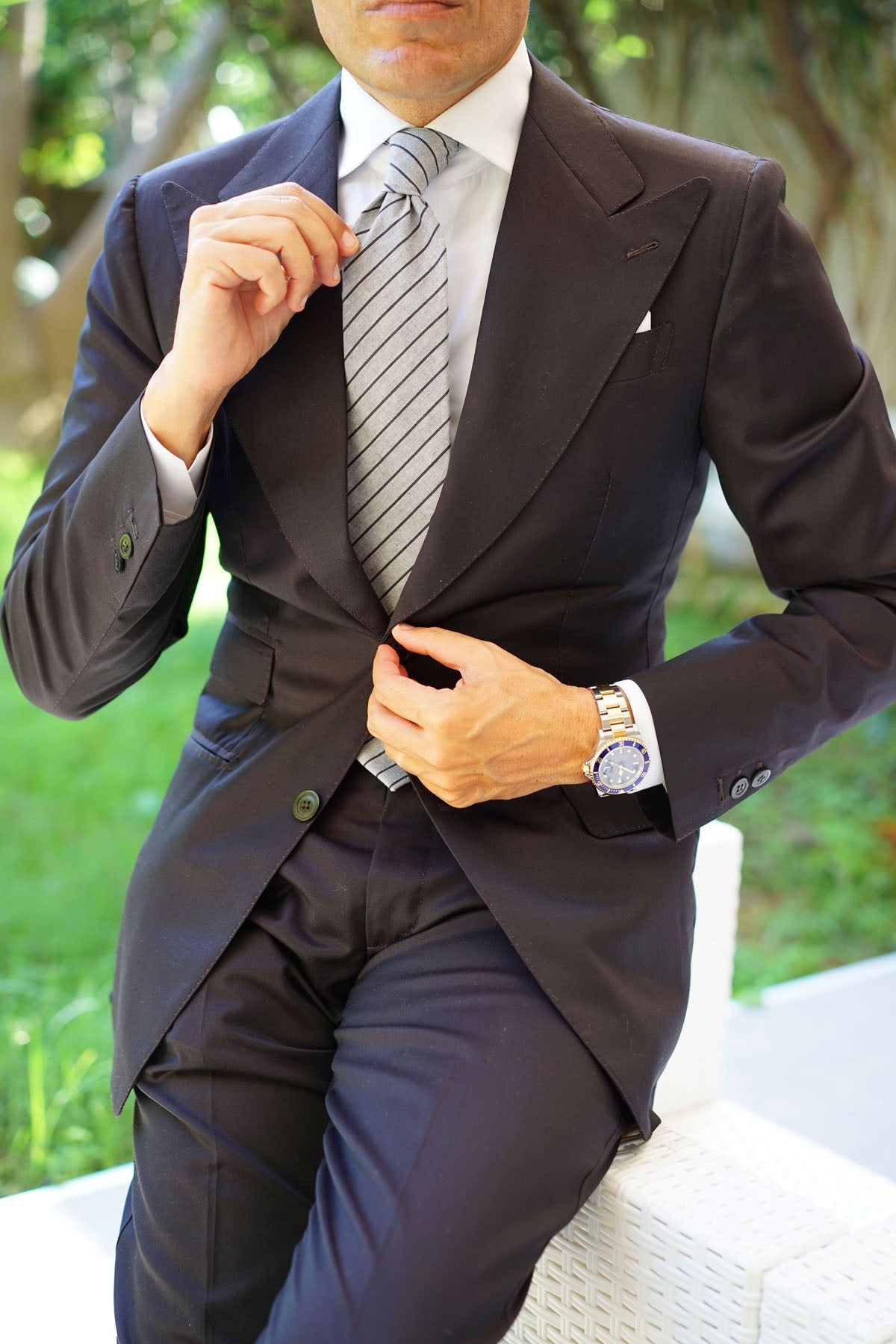 Ash Gray Pinstripe Tie | Men's Grey Striped Ties | Business Necktie AU ...