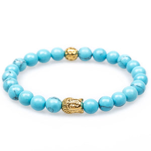 Ashoka Blue Turquoise Gold Buddha Bracelet