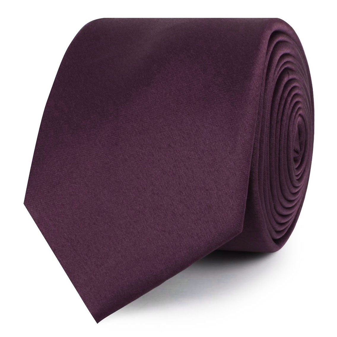 Aubergine Purple Satin Skinny Ties