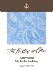 Baby Blue Teardrop Paisley Y023 Fabric Swatch
