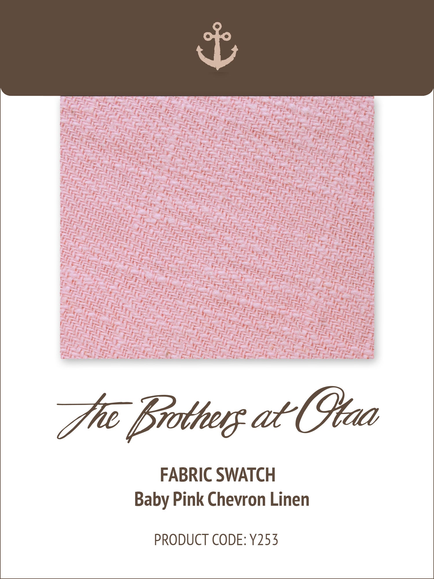Baby Pink Chevron Linen Y253 Fabric Swatch