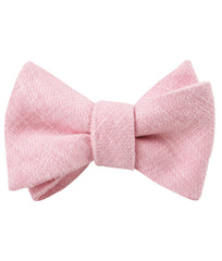 Baby Pink Chevron Linen Self Tied Bow Tie