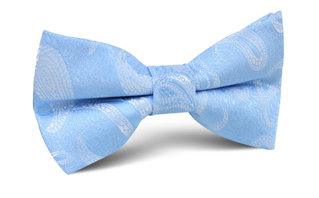 Baby Blue Teardrop Paisley Bow Tie