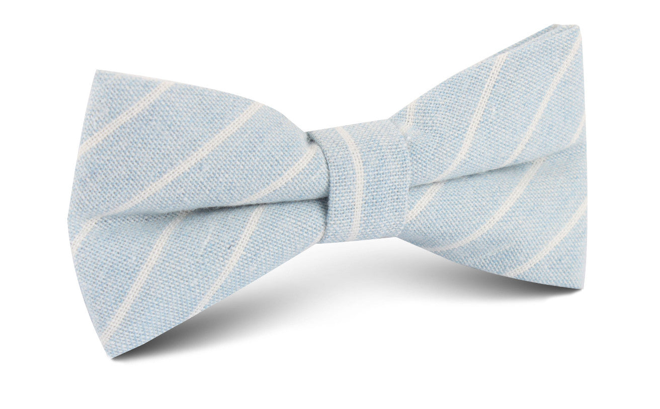 Baby Blue Wide Pinstripe Linen Bow Tie