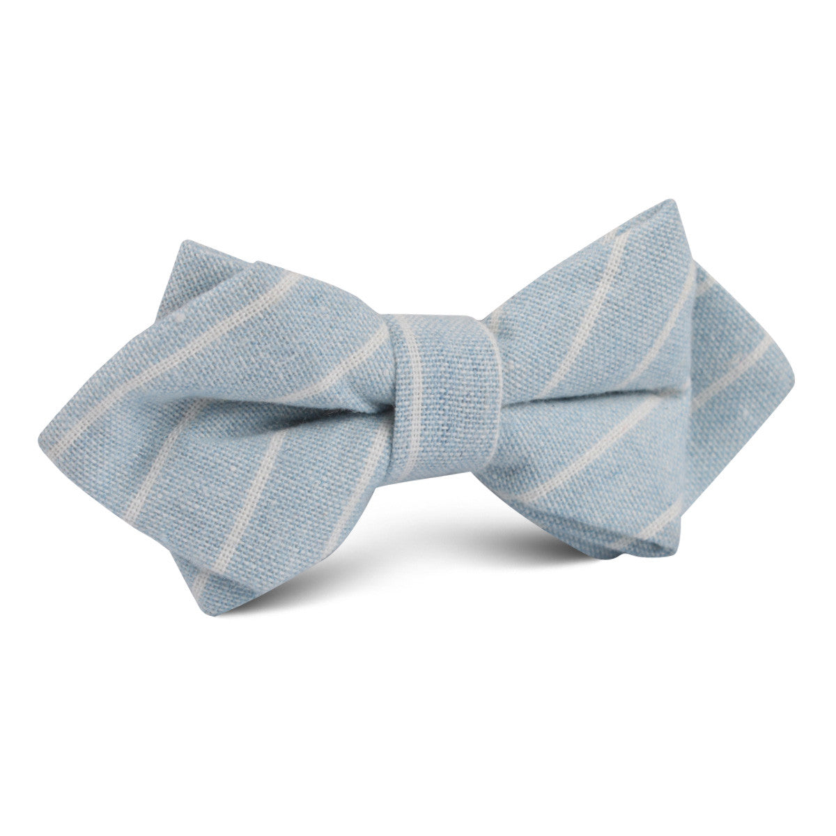 Baby Blue Wide Pinstripe Linen Diamond Bow Tie