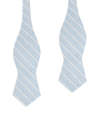 Baby Blue Wide Pinstripe Linen Diamond Self Bow Tie