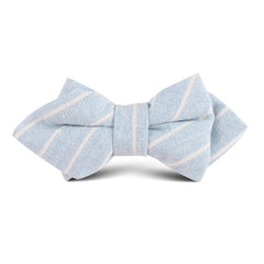 Baby Blue Wide Pinstripe Linen Kids Diamond Bow Tie