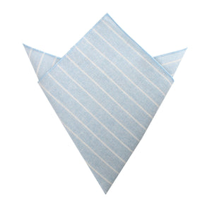 Baby Blue Wide Pinstripe Linen Pocket Square