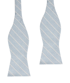 Baby Blue Wide Pinstripe Linen Self Bow Tie