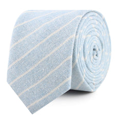 Baby Blue Wide Pinstripe Linen Slim Tie