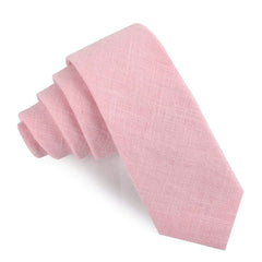 Baby Pink Chevron Linen Skinny Tie