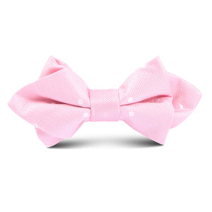 Baby Pink Polkadots Kids Diamond Bow Tie