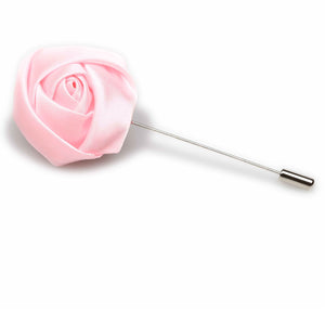 Baby Pink Satin Rose Lapel Pin