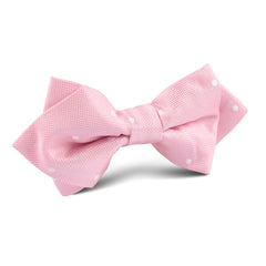 Baby Pink with White Polka Dots Diamond Bow Tie
