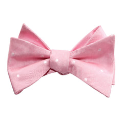 Baby Pink with White Polka Dots Self Tie Bow Tie 1