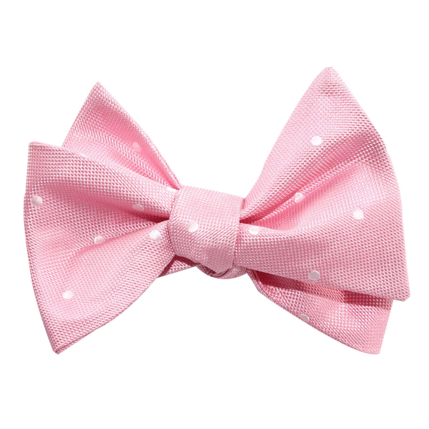 Baby Pink with White Polka Dots Self Tie Bow Tie 2