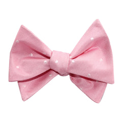 Baby Pink with White Polka Dots Self Tie Bow Tie 3