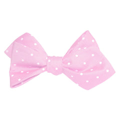 Baby Pink with White Polka Dots Self Tie Diamond Tip Bow Tie 2