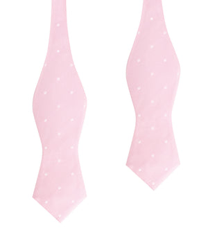 Baby Pink with White Polka Dots Self Tie Diamond Tip Bow Tie