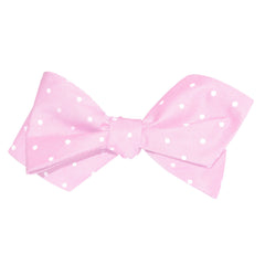 Baby Pink with White Polka Dots Self Tie Diamond Tip Bow Tie 3