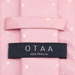 Baby Pink with White Polka Dots Skinny Tie OTAA Australia