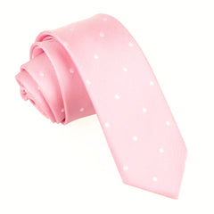 Baby Pink with White Polka Dots Skinny Tie