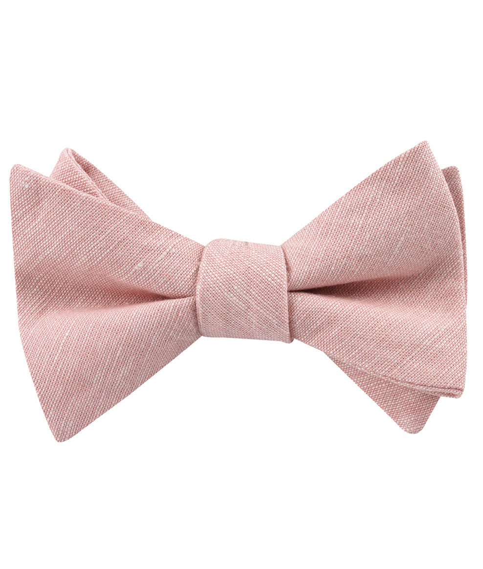 Ballet Blush Pink Chambray Linen Self Tied Bow Tie