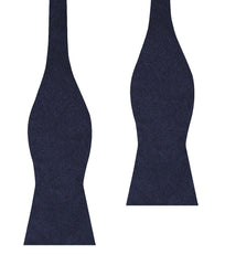 Baltic Sea Midnight Blue Linen Self Bow Tie