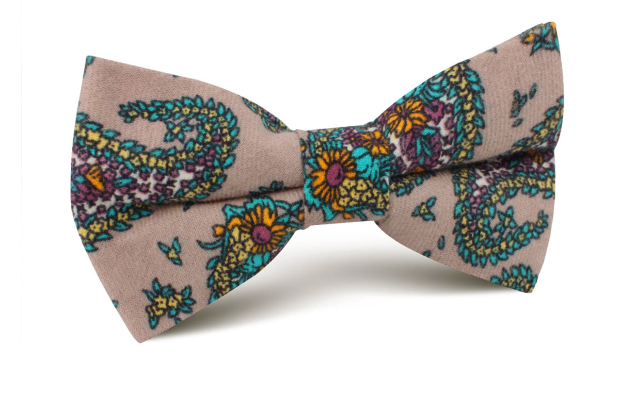 Bay of Kotor Light Brown Paisley Bow Tie