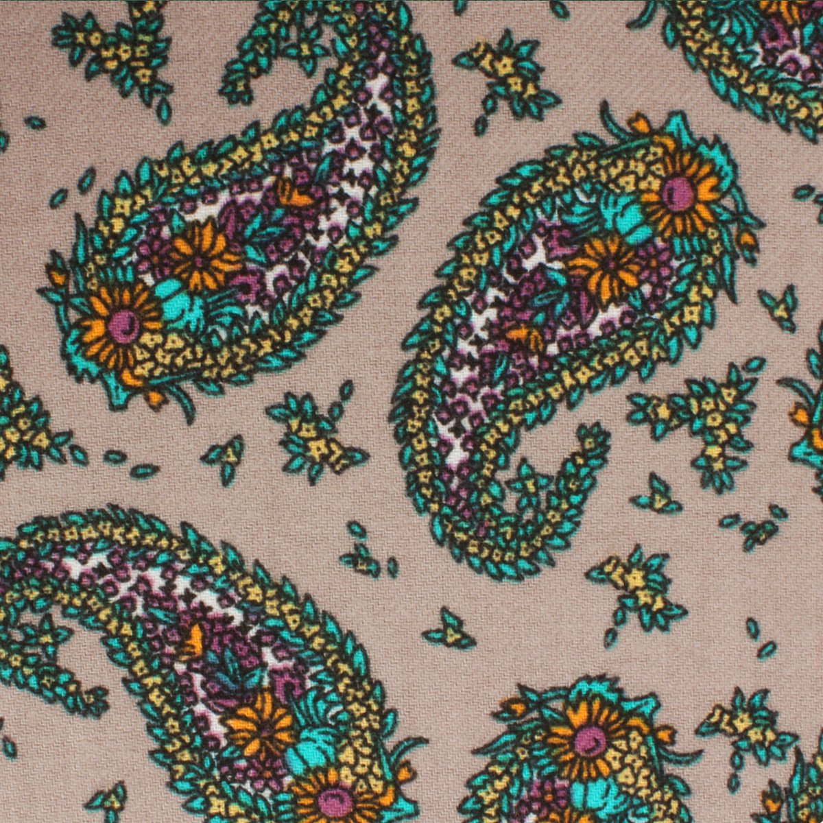 Bay of Kotor Light Brown Paisley Necktie Fabric