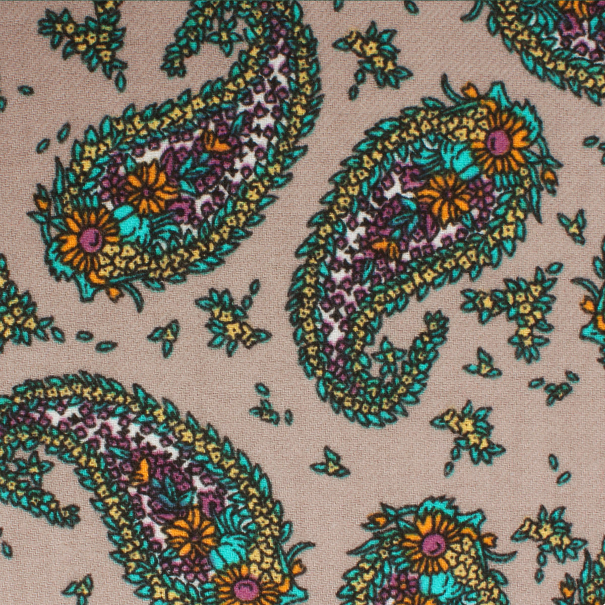 Bay of Kotor Light Brown Paisley Fabric Swatch