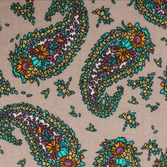 Bay of Kotor Light Brown Paisley Pocket Square Fabric
