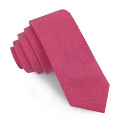 Begonia Hot Pink Linen Skinny Tie