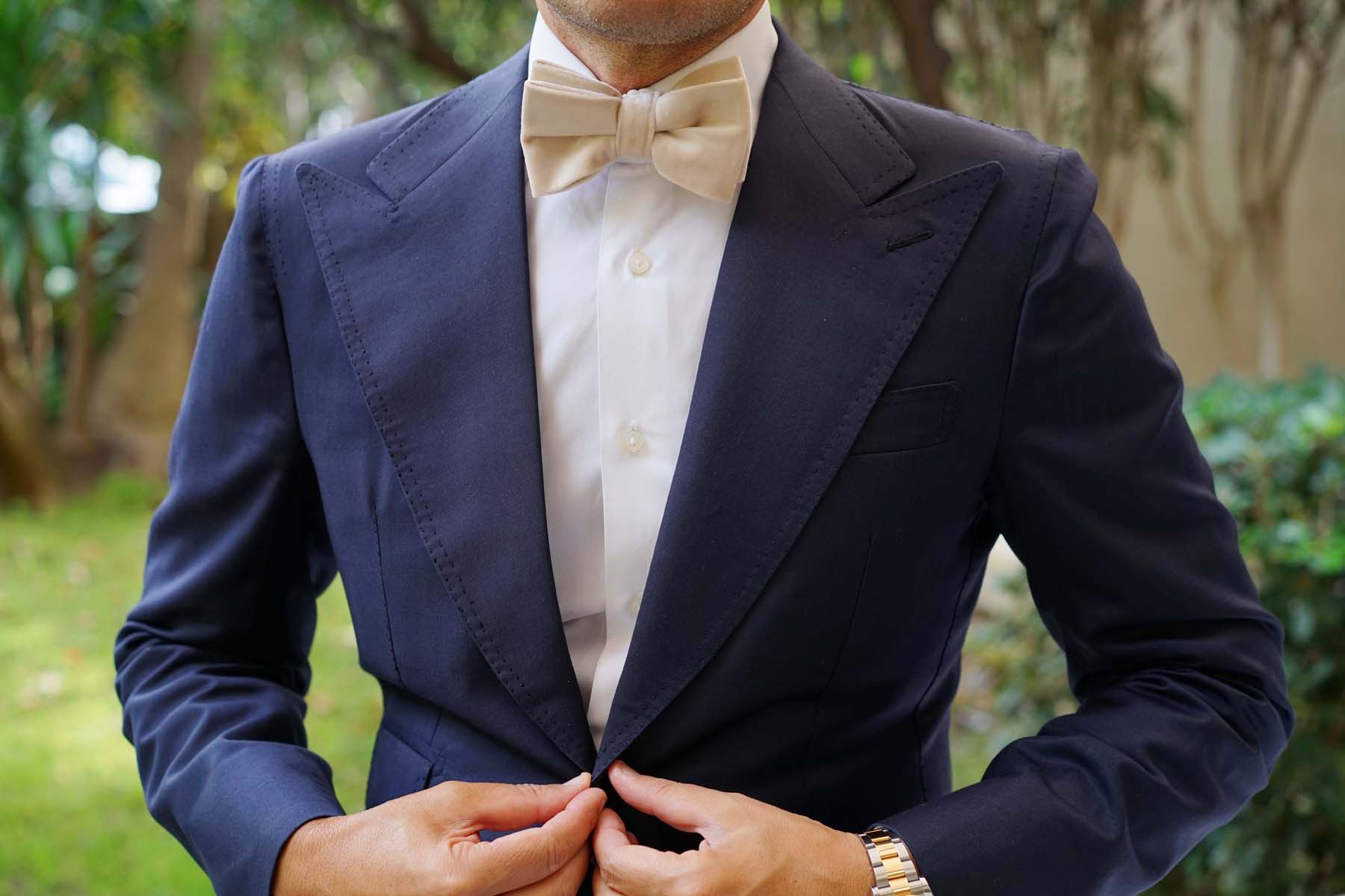 Men's Oversized Velvet Bow Tie – Big Solid Color Bow For Wedding Groom & Party Wear