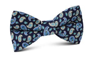 Beirut Blue Paisley Bow Tie