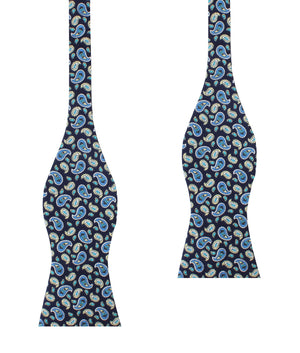 Beirut Blue Paisley Self Bow Tie