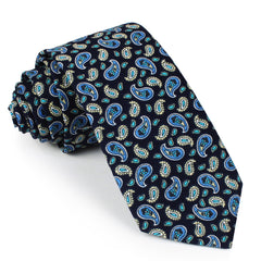 Beirut Blue Paisley Skinny Tie