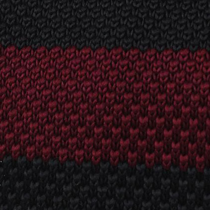 Del Toro Black & Burgundy Striped Knitted Tie Fabric