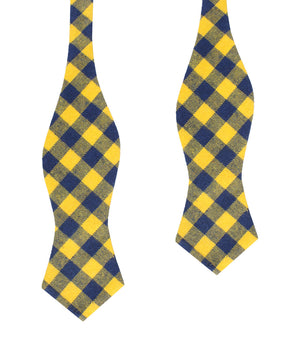 Bert Yellow Gingham Diamond Self Bow Tie