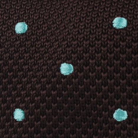Bistre Brown with Powder Blue Polkadot Knitted Tie Fabric